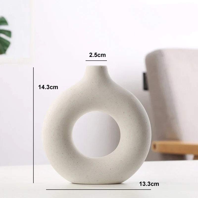 Vaso Circular Nórdico de Cerâmica para Decoração